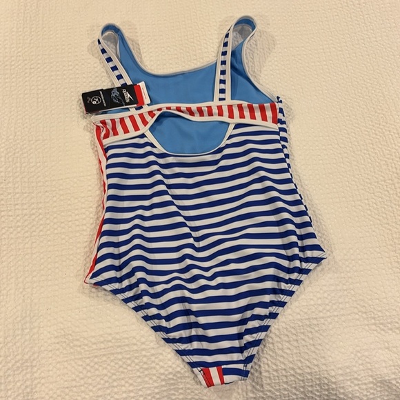 Speedo Girls Swimwear - Red and Blue Striped Swimsuit - Picture 5 of 5